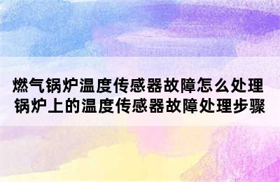 燃气锅炉温度传感器故障怎么处理 锅炉上的温度传感器故障处理步骤